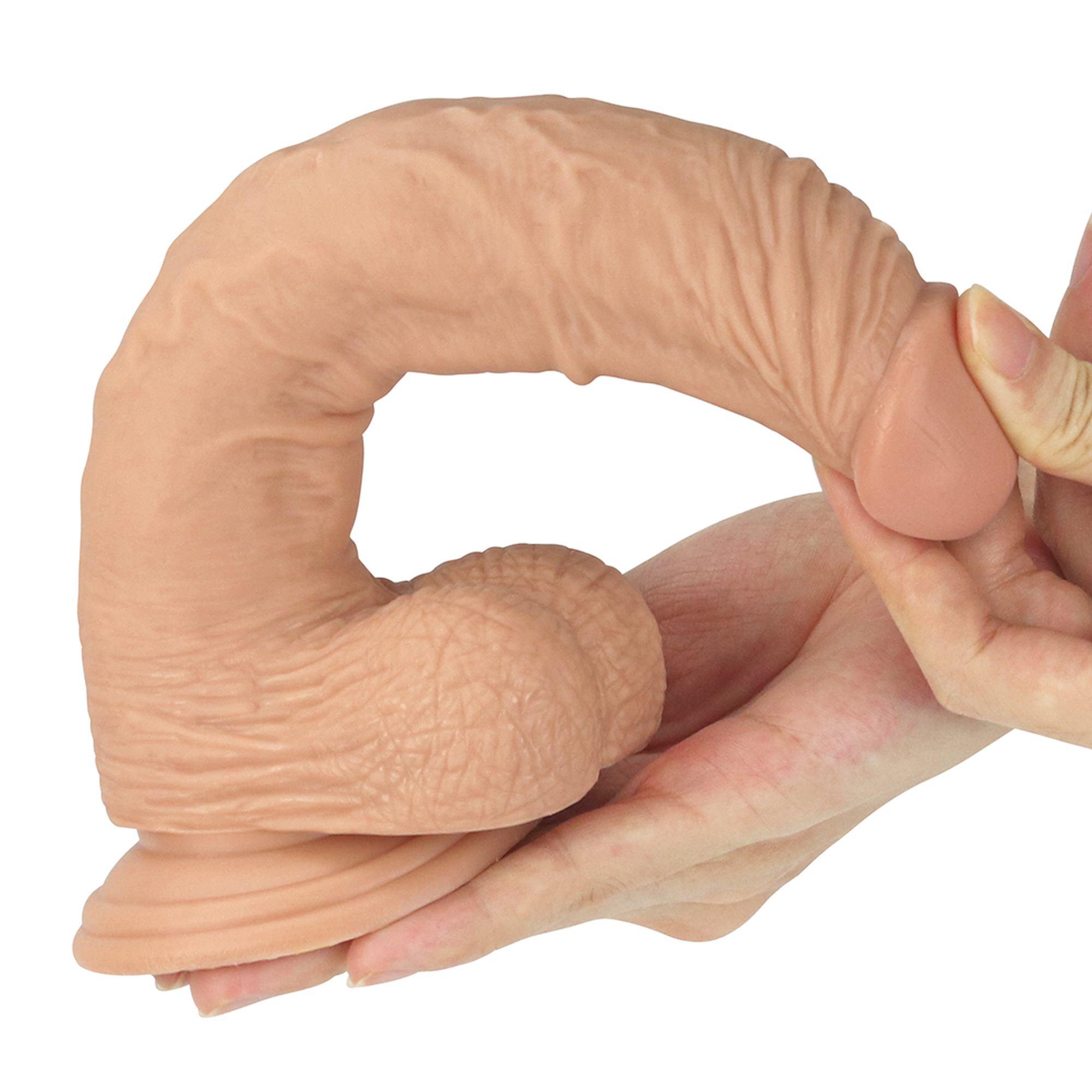 Dildo Realist Lovetoy Real Extreme Natural 22.8cm - detaliu flexibilitate material