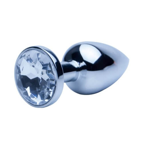 Dop Anal Metal Precious Metals Argintiu Large - vedere completa cristal transparent
