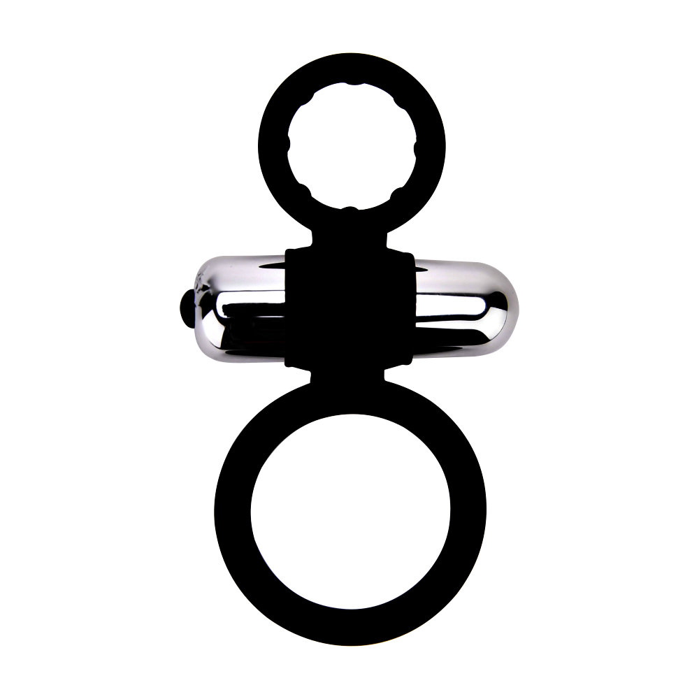 Inel Penis si Testicule Vibrator Loving Joy - vedere completa silicon negru