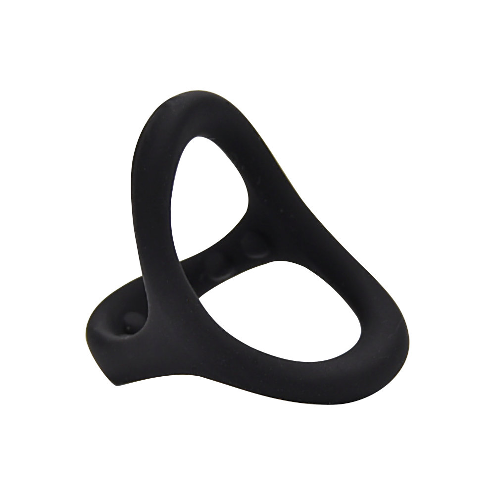 Inel Penis Triplu Loving Joy Silicon Negru - vedere completa