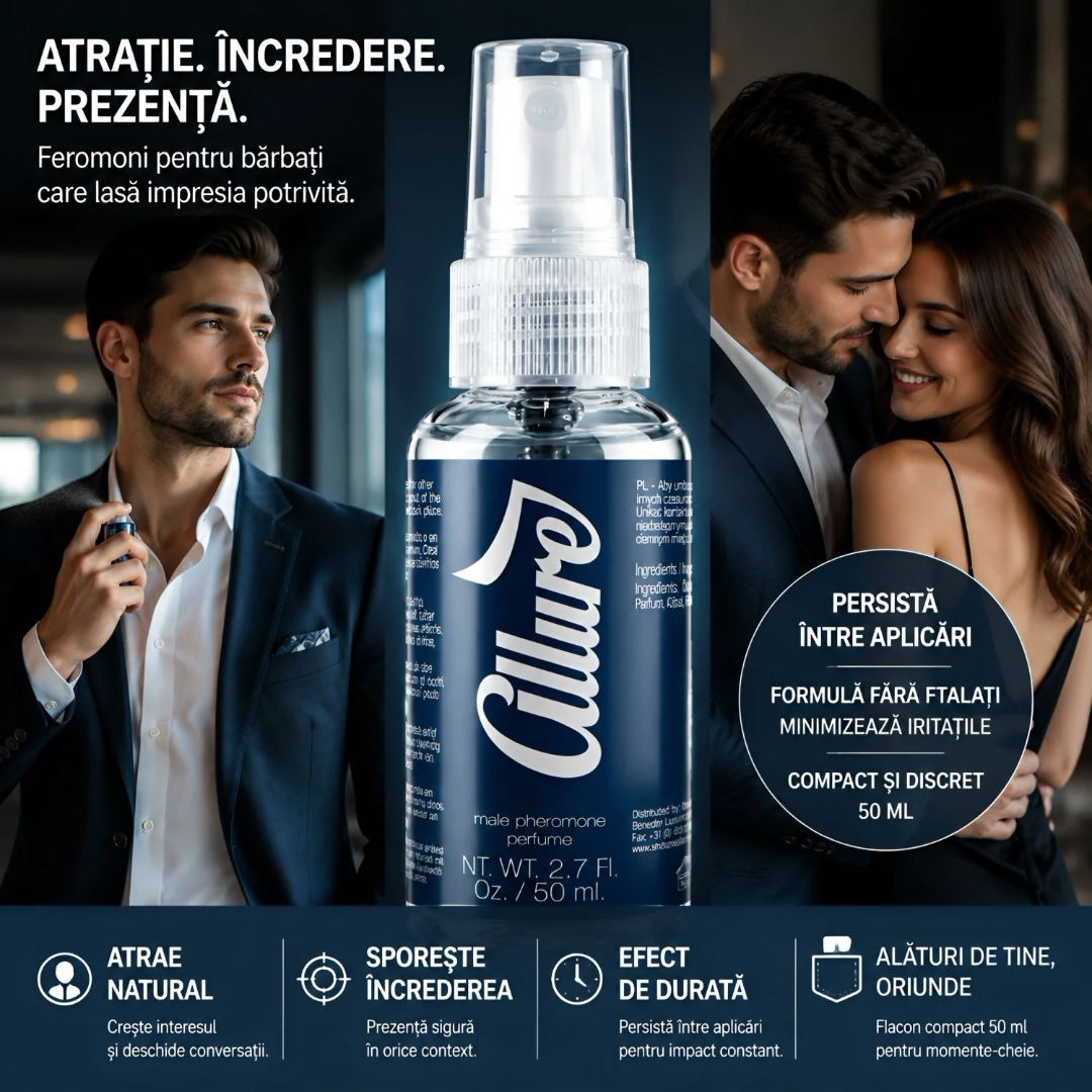Allure Male Pheromone Perfume - atractie, incredere, prezenta - persista intre aplicari