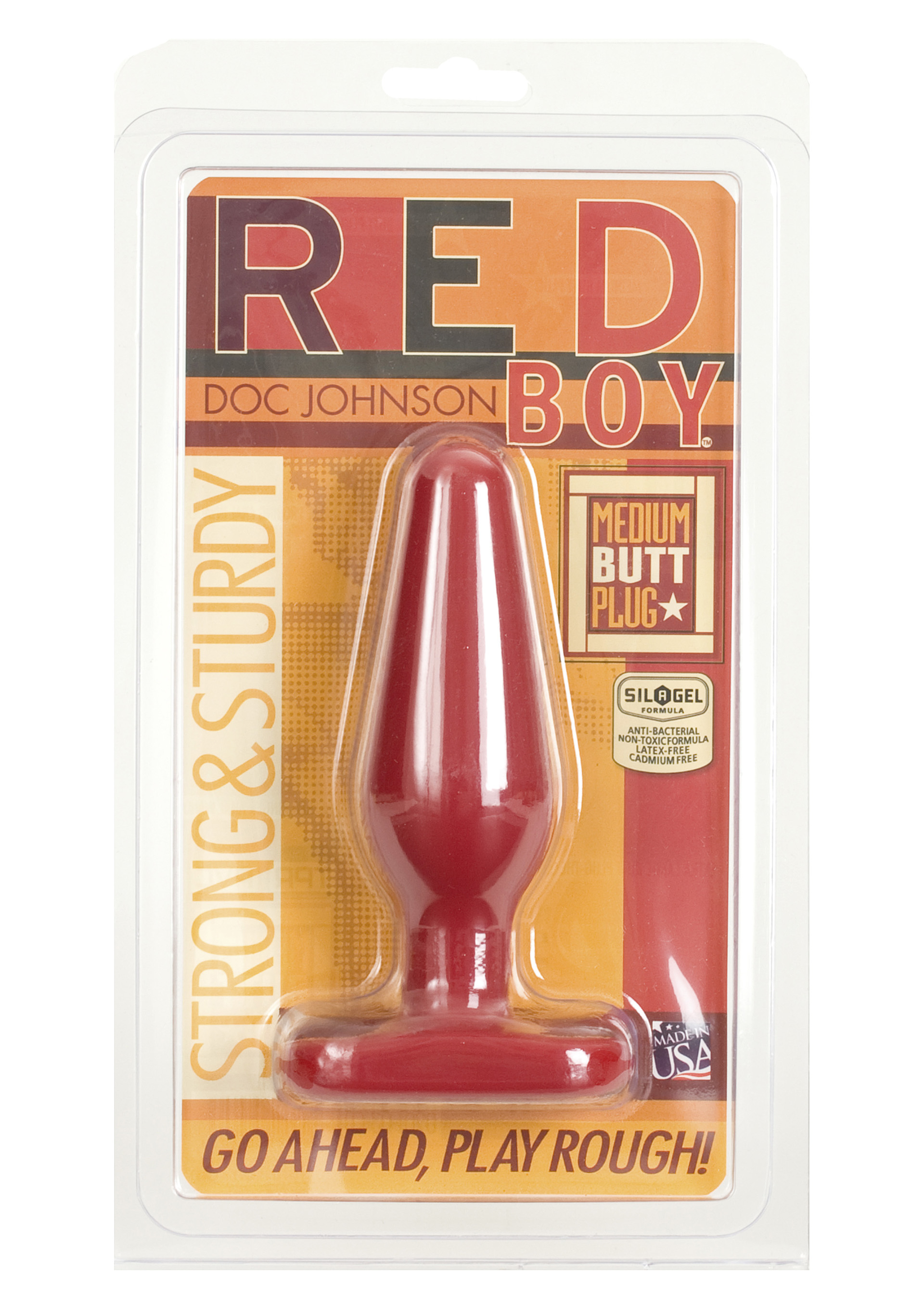 Plug Anal Red Boy, Silicon Rosu, Doc Johnson, 14 cm x 3,6 cm