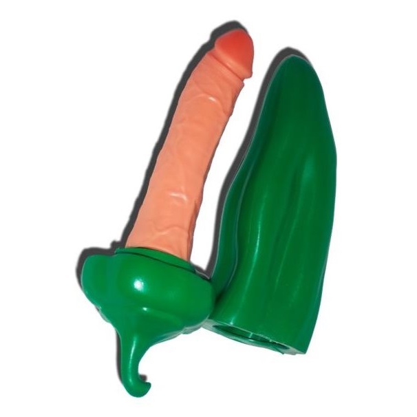 Jucarie distractiva pentru adulti, Green Pepper, penis ascuns intr-un ardei