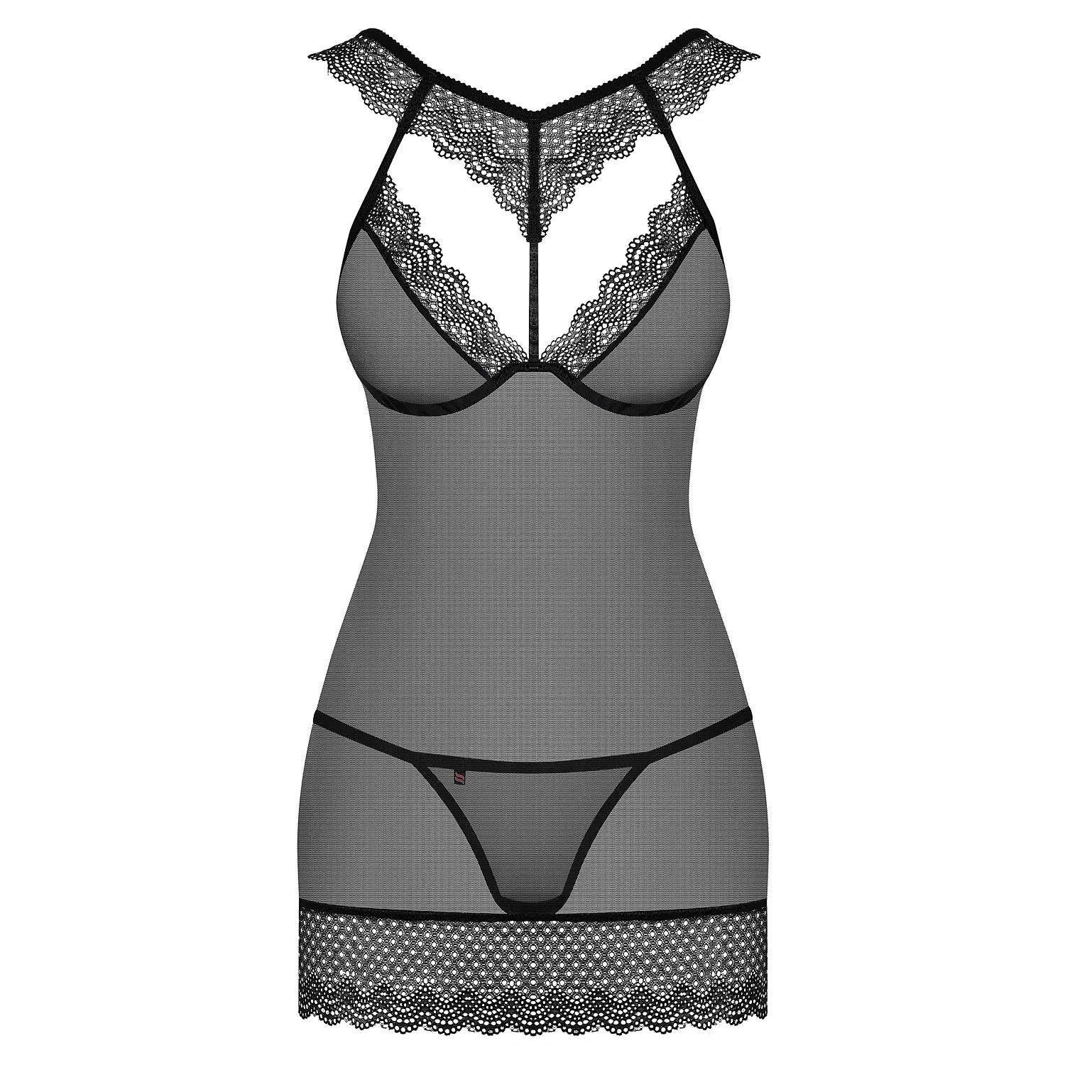 Set Lenjerie si Bikini Transparenti Obsessive 857 Negru, vedere 3