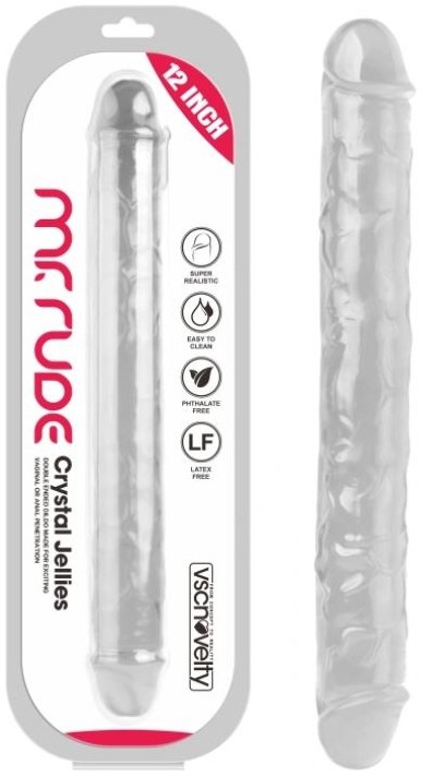 Dildo Dublu Transparent VSCNOVELTY "Crystal Jellies Clear" 30 cm