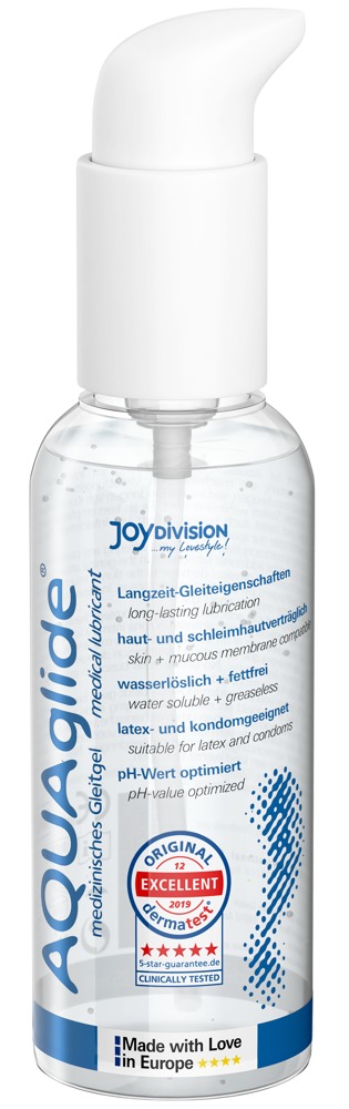 Lubrifiant JoyDivision AQUAglide Original 125ml flacon dozator pompita formula medicala food grade pH neutru vegan EAN 4028403117060