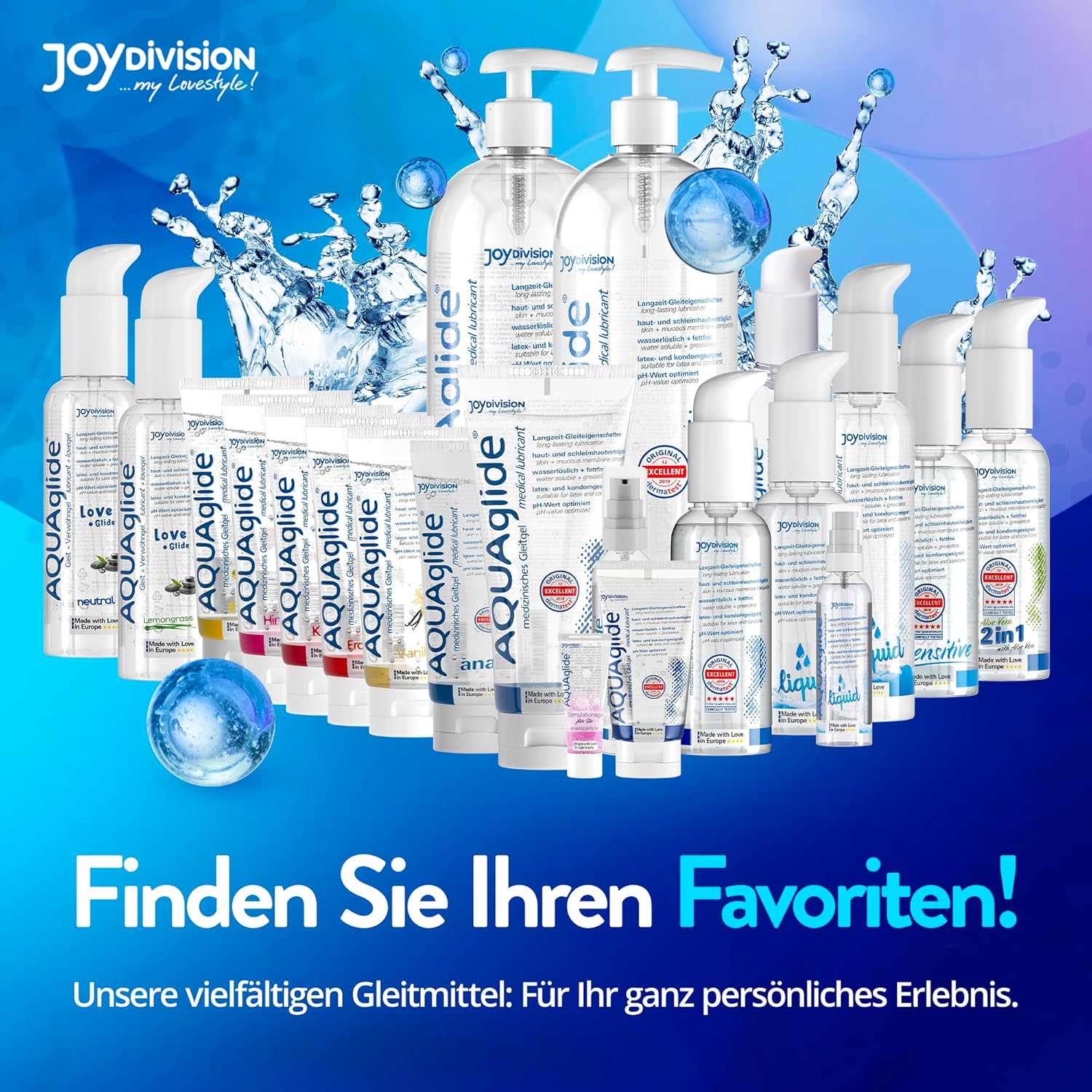 AQUAglide Liquid 50ml JoyDivision flacon pompita detaliu dozator lubrifiant lichid pe baza de apa compatibil latex