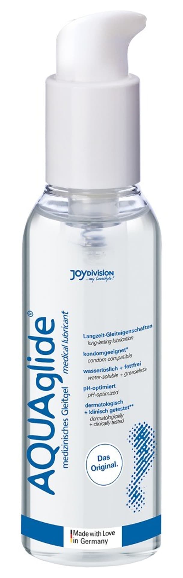 AQUAglide Original 125ml JoyDivision dozator pompita lubrifiant medical pe baza de apa glicerina alantoina compatibil latex