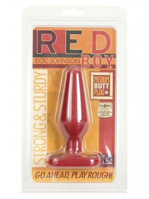 Plug Anal Red Boy, Silicon Rosu, Doc Johnson, 14 cm x 3,6 cm