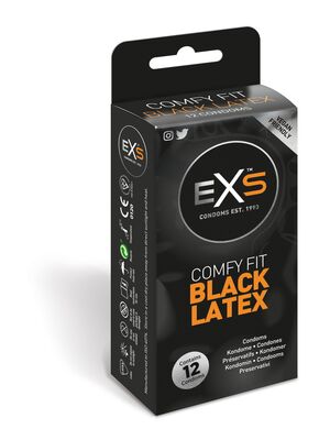 Prezervative negre, EXS Nano Comfy Fit, 12 buc